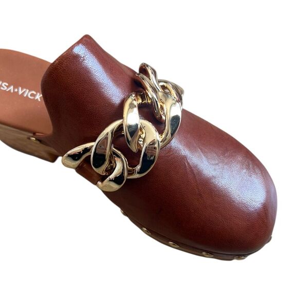 Lisa Vicky Chesnut Brown Vigor Clogs with Chain 7 - Picture 4 of 6